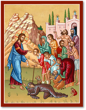 Christ healing the sick icon.
